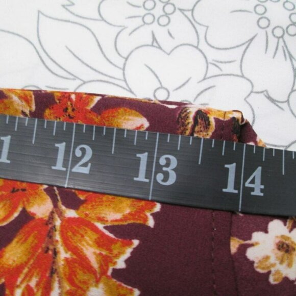 NWT Daniel Rainn Burgundy Floral 3/4 Sleeve Split-neck Chiffon Top-PXS - Picture 13 of 16